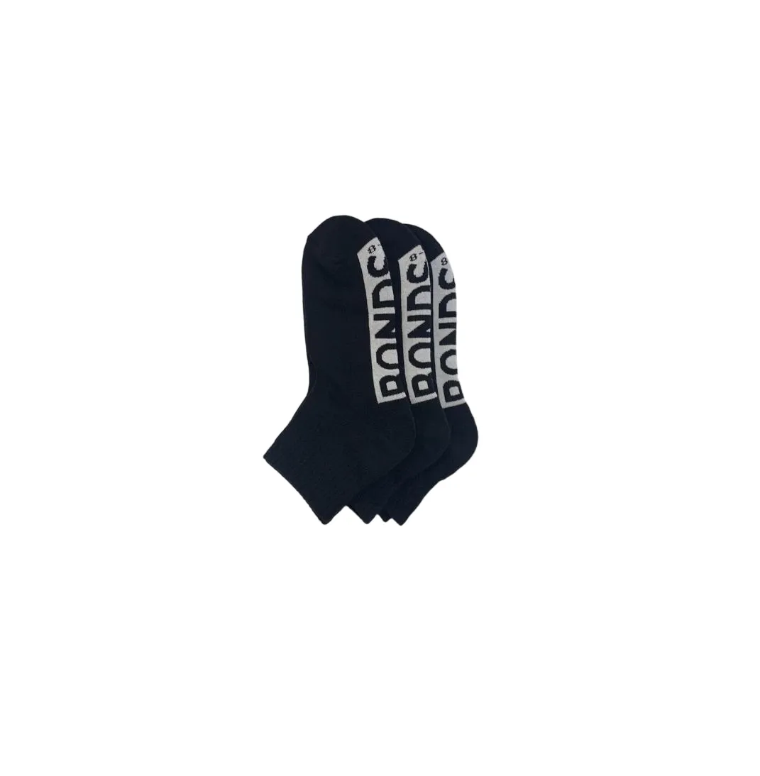 12 X Bonds Womens Cushioned Logo Quarter Crew Socks Black