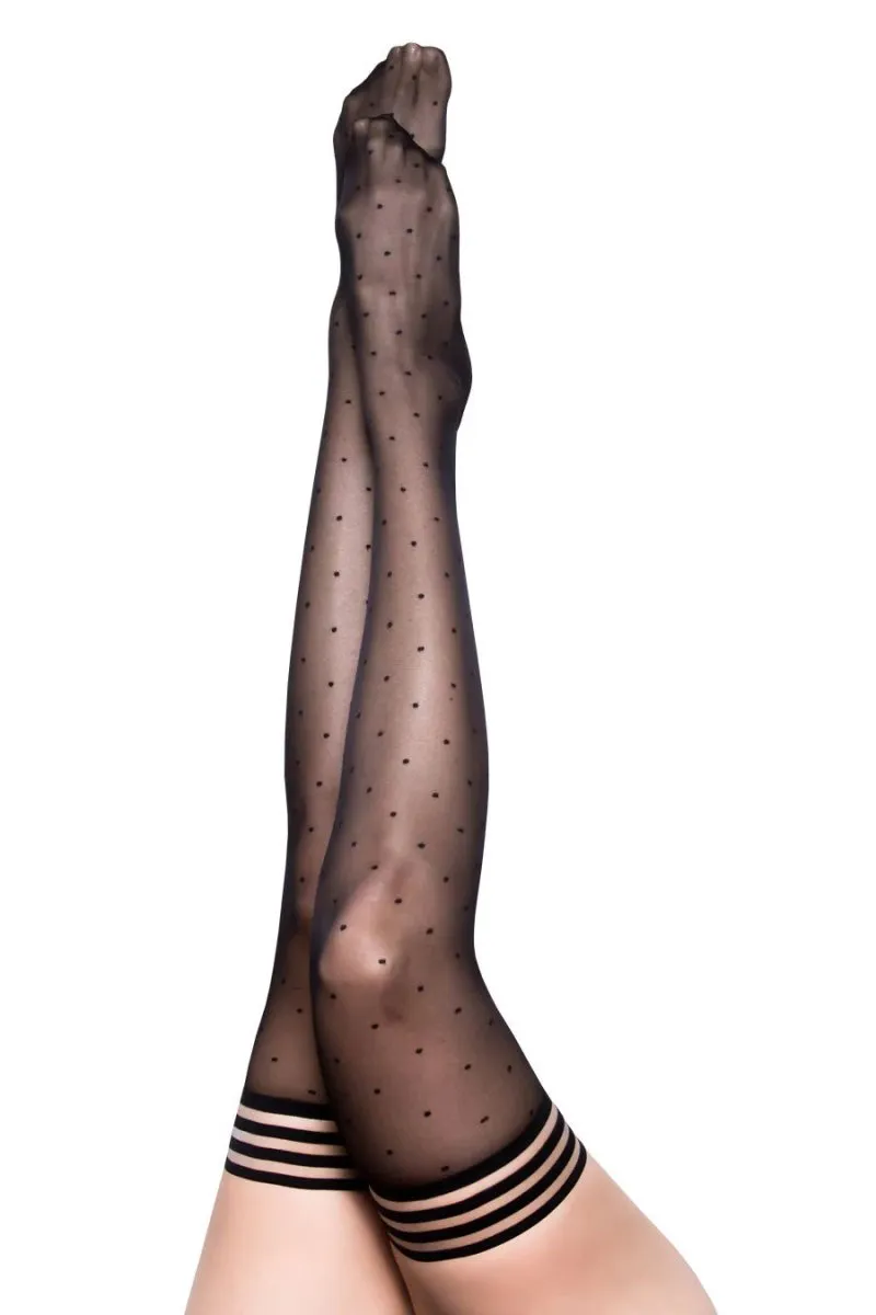 Ally - Polka Dot Thigh High - Size - Black