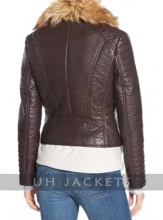 Andrew Marc Moto Leather Jacket with Removable Faux Fur Collar