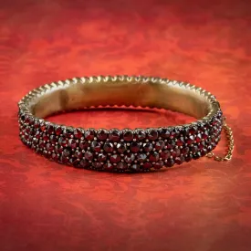 Antique Victorian Bohemian Garnet Bangle Circa 1890