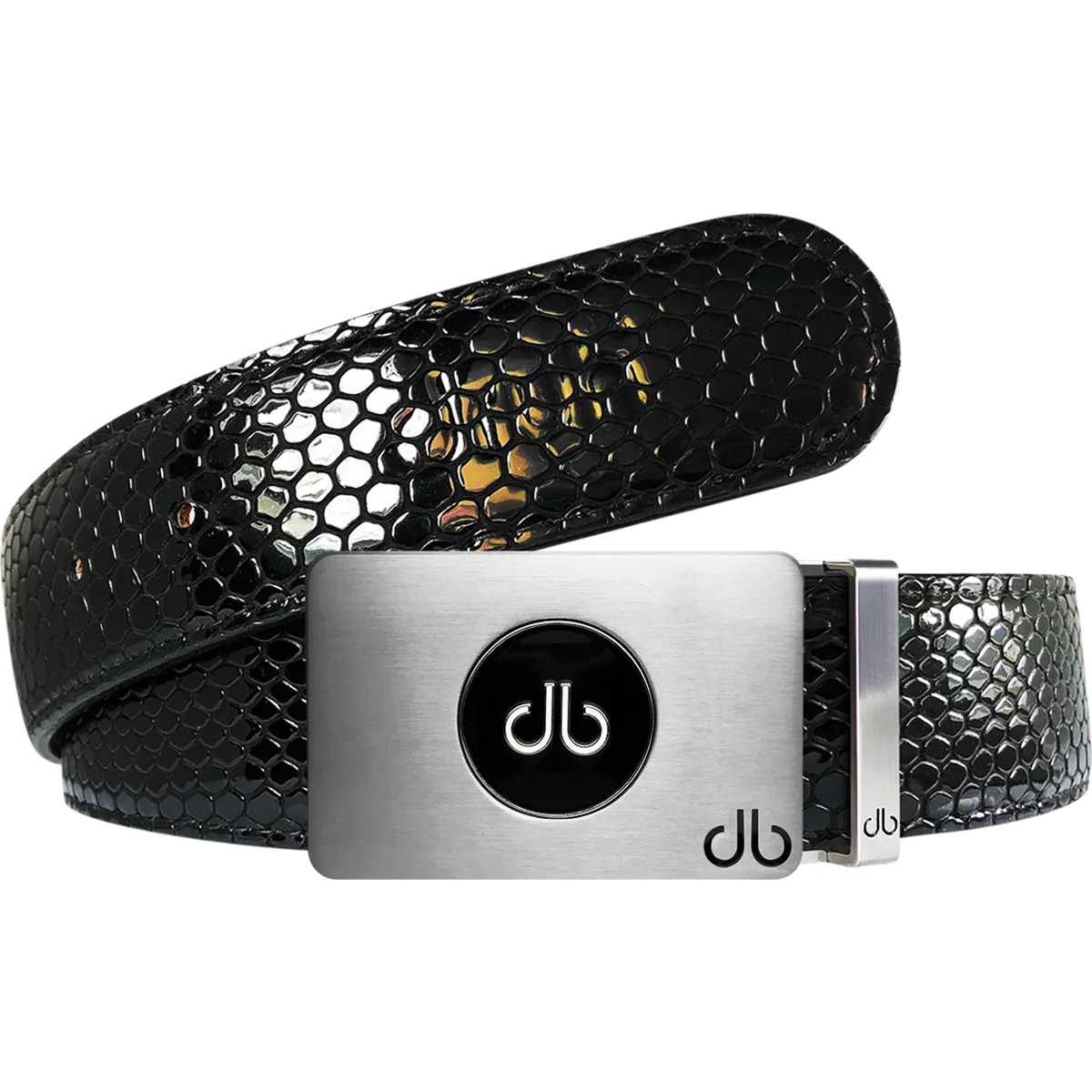 Ballmarker Black Snakeskin Leather Texture Belt