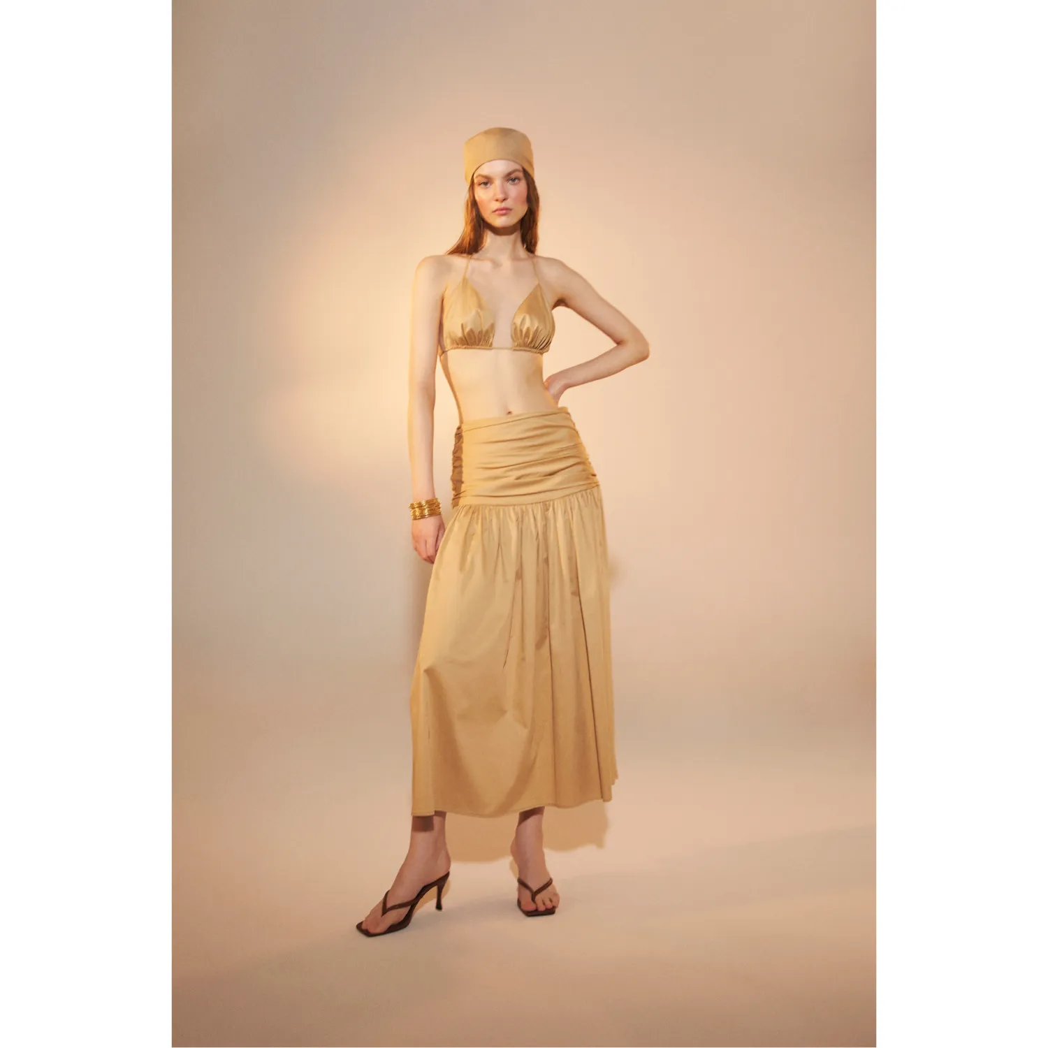 Birdie Rouched Maxi Skirt in Apple Cinnamon