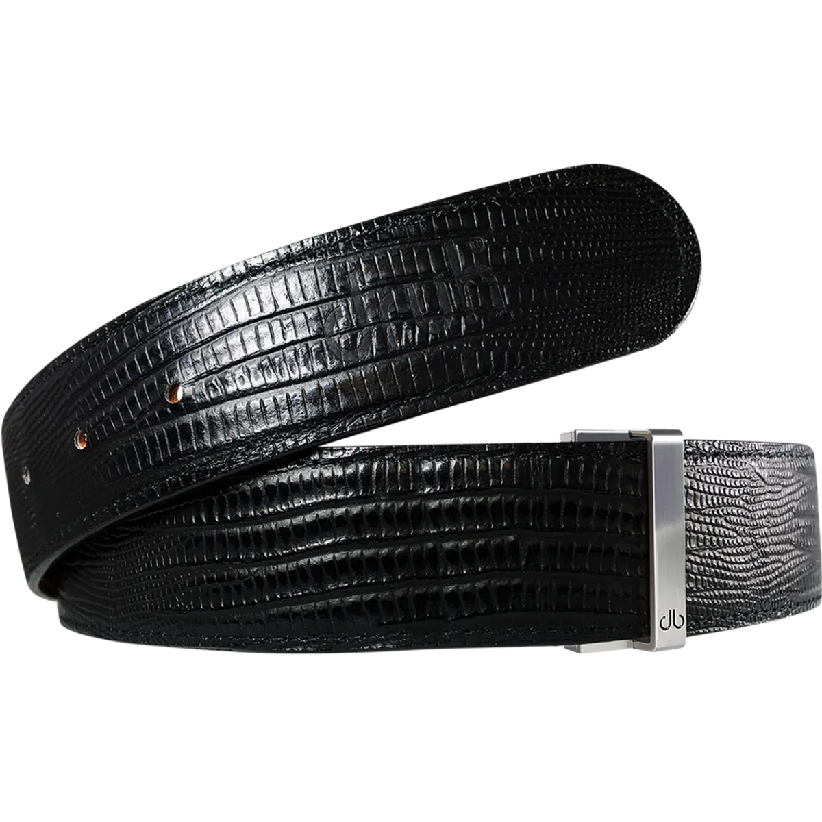 Black Lizard Textured Leather Belt