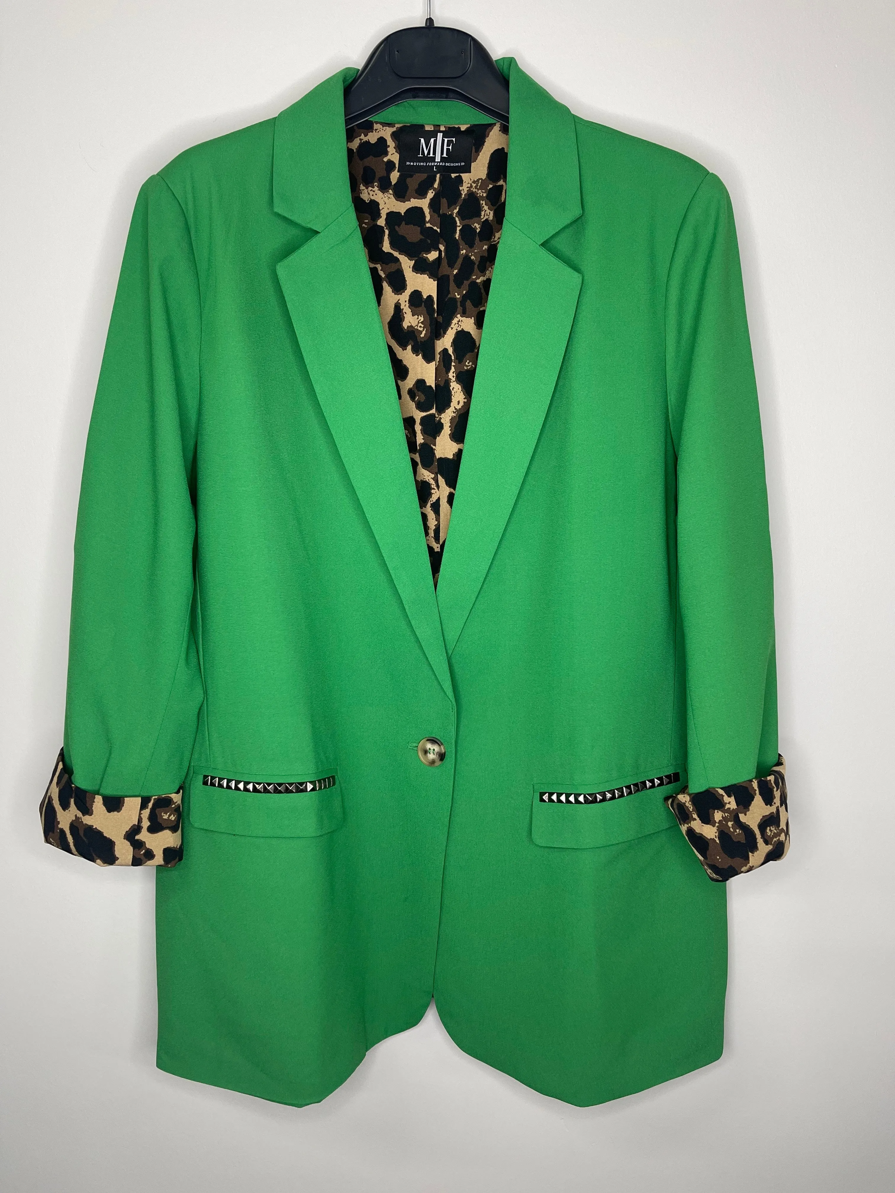 Blazer, Leopard Lined Green, Tiger Face