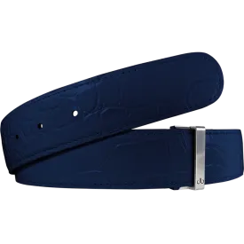 Blue Crocodile Textured Leather Belt