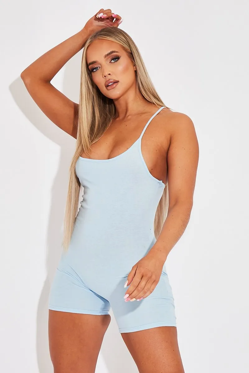 Blue Jersey Low Back Unitard - Taya