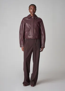 Bomber Jacket in Lambskin - Bordeaux