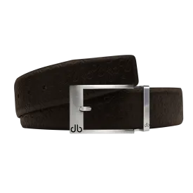 Brown Db Icon Pattern Embossed Leather Belt With Silver Classic Prong Buckle