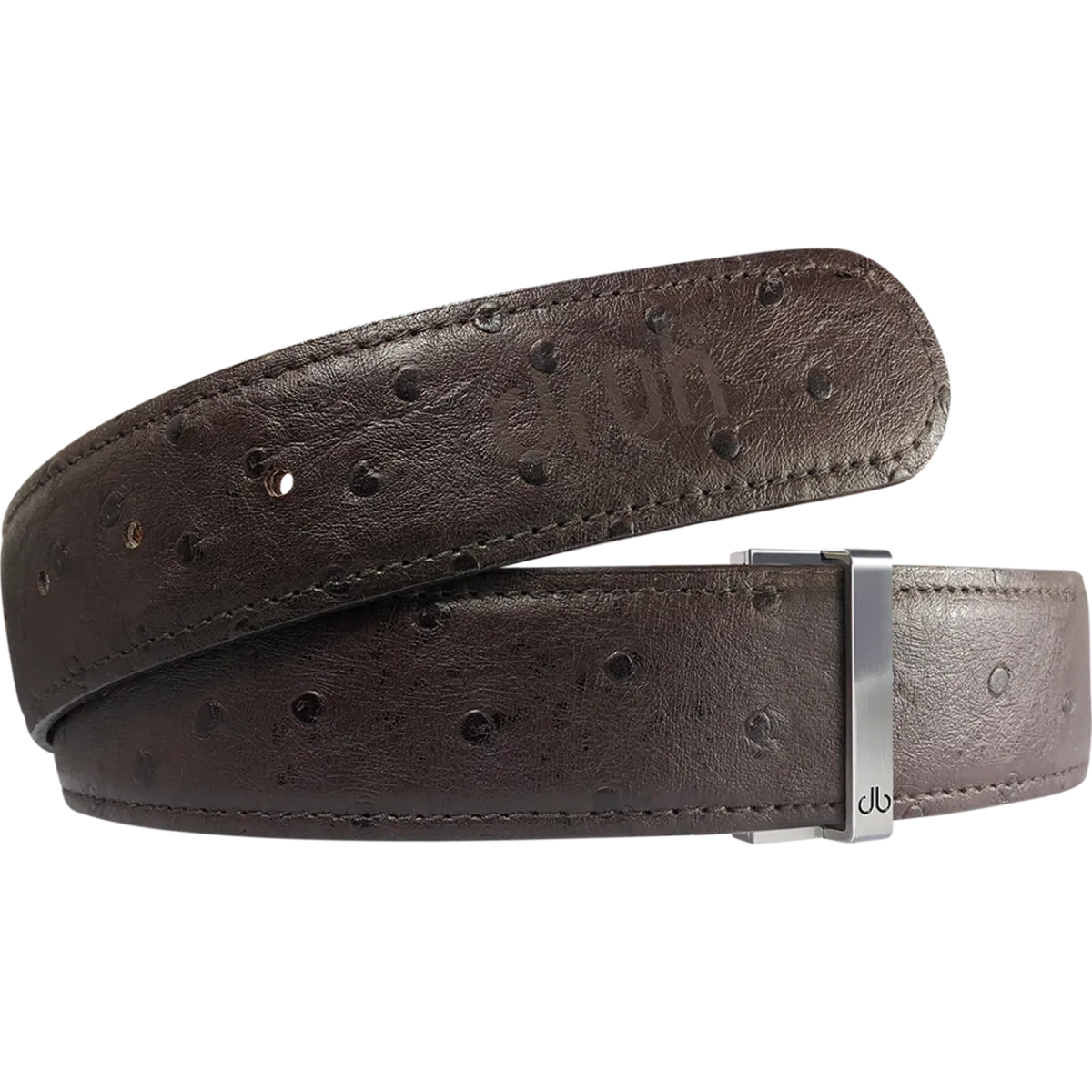 Brown Ostrich Textured Leather Belt