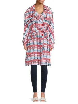 Checkered trench coat with belt Stella Jean Pink multi