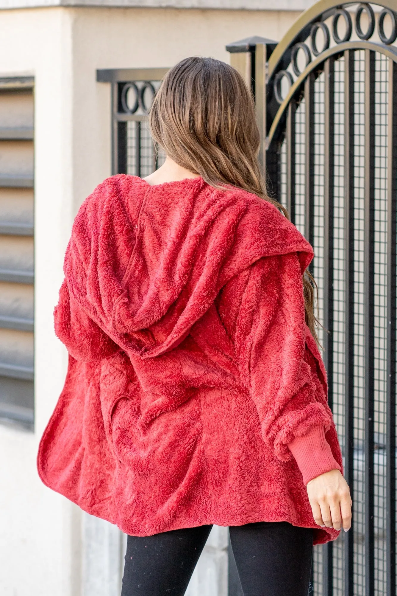 Cozy Sherpa Jacket - Red