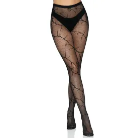 Cracked Fishnet Tights - One Size - Black