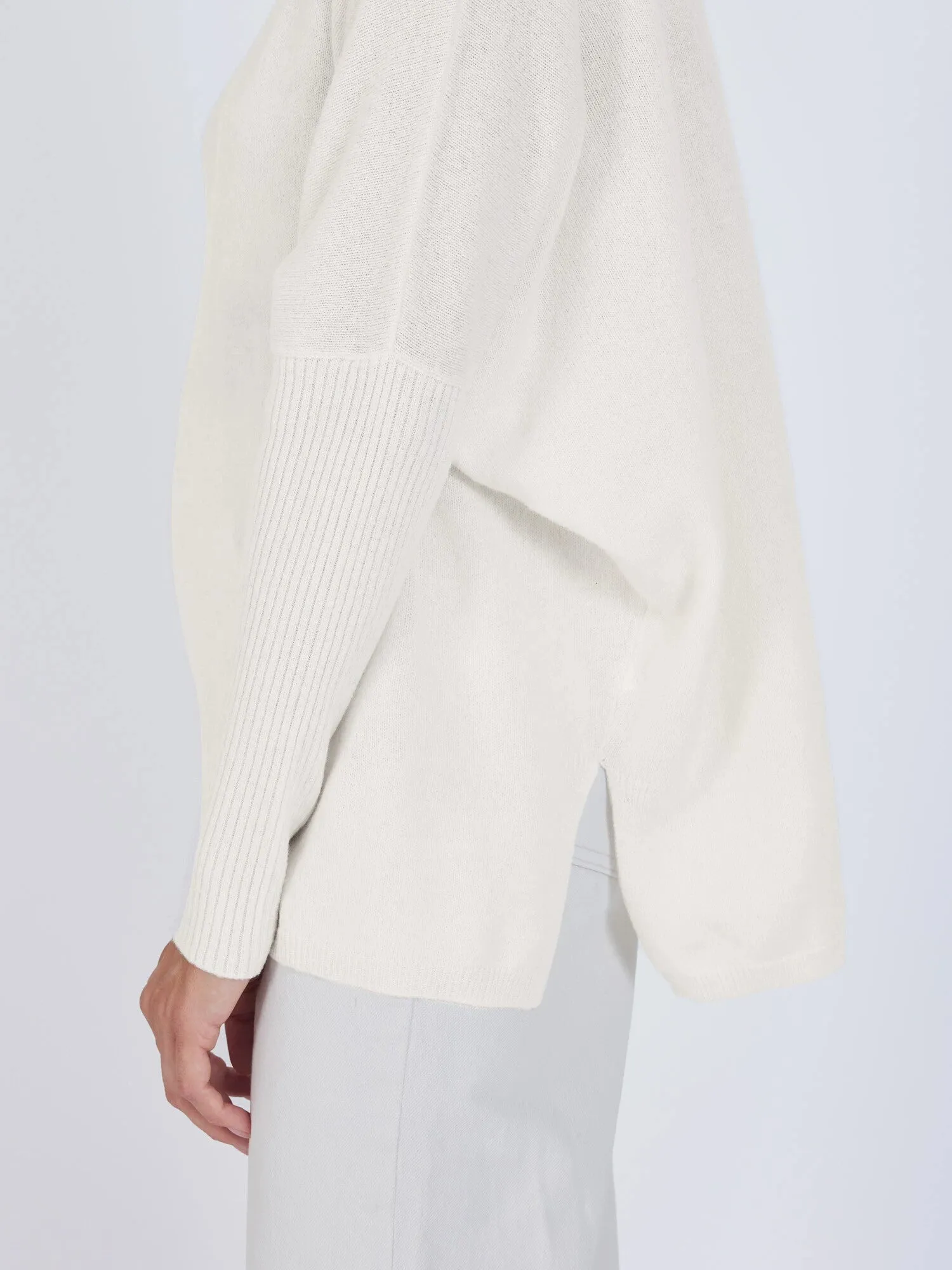 Faustine Cream Poncho V Neck Sweater