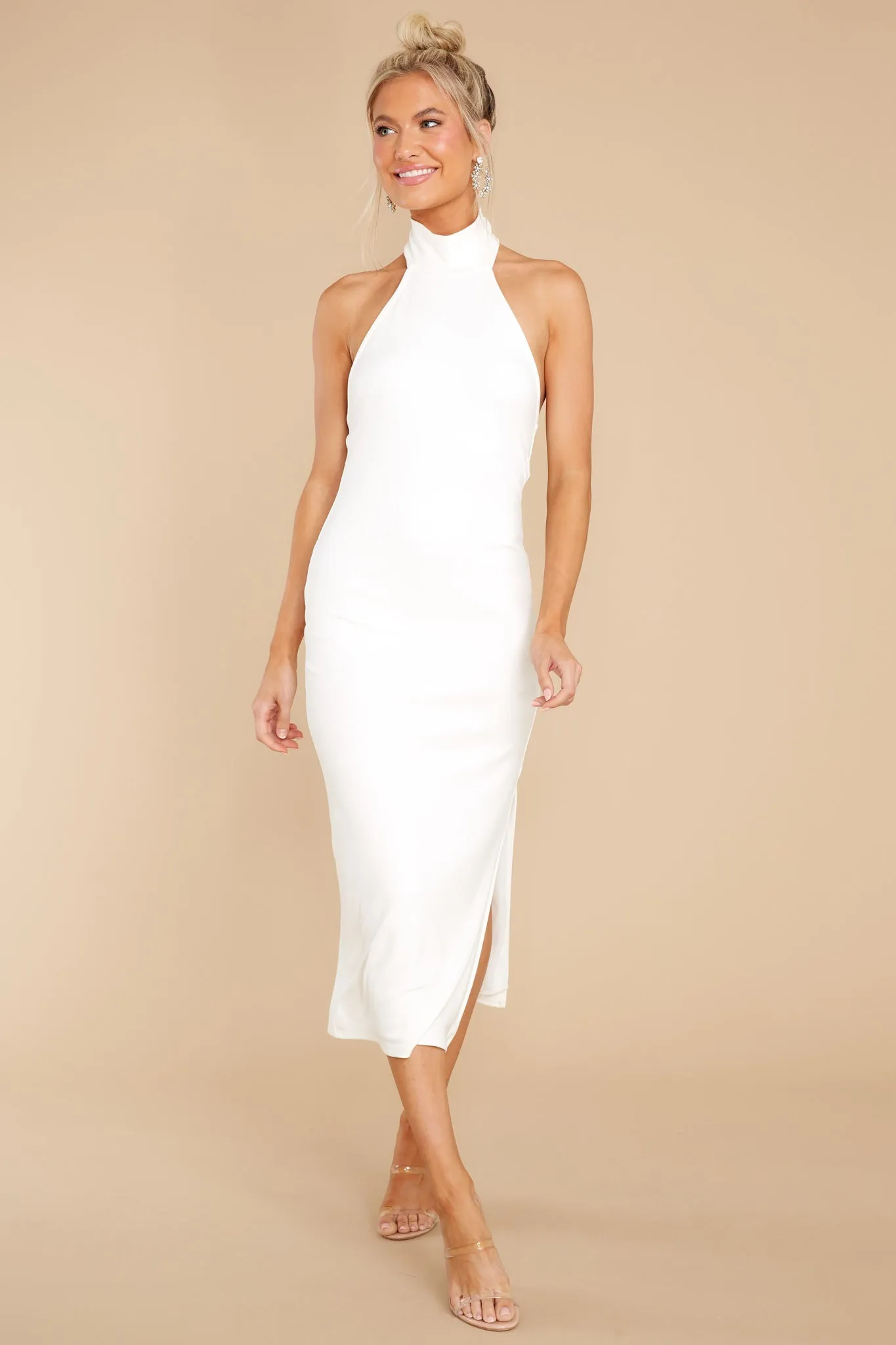 Fierce And Sleek White Midi Dress