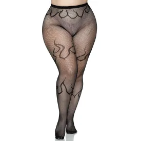 Flame Net Tights - 1x/2x - Black