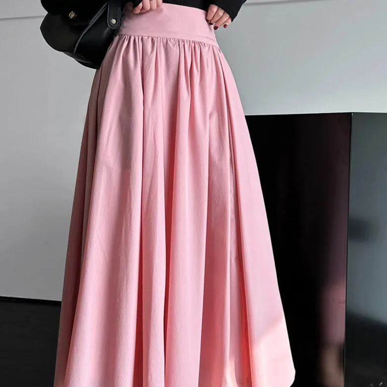 French Pink Swing A-Line Pleated Skirt