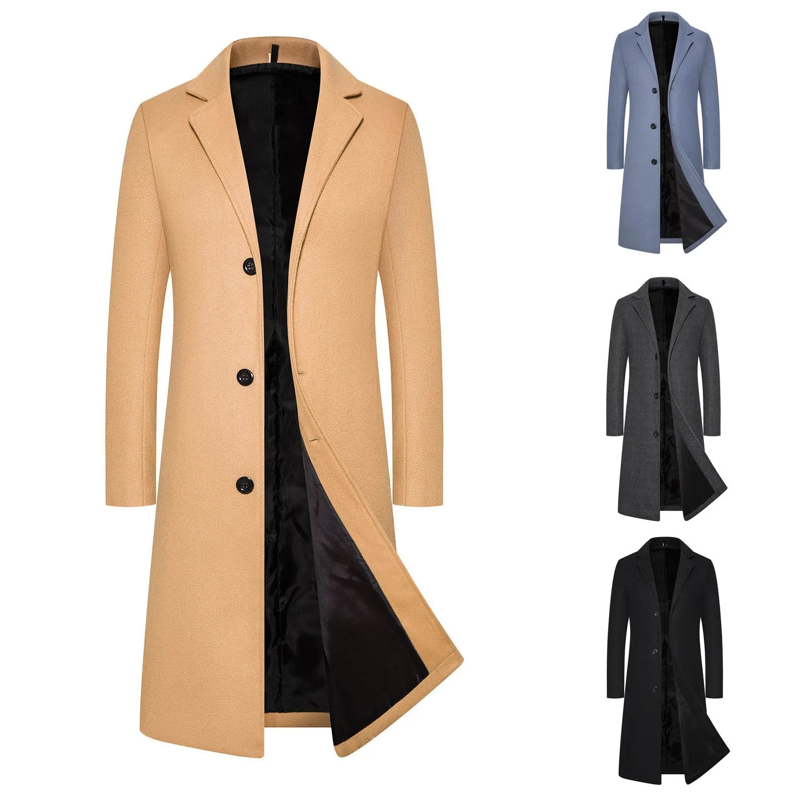 Funki Buys | Jackets | Men's Long Woolen Peacoat Overcoat