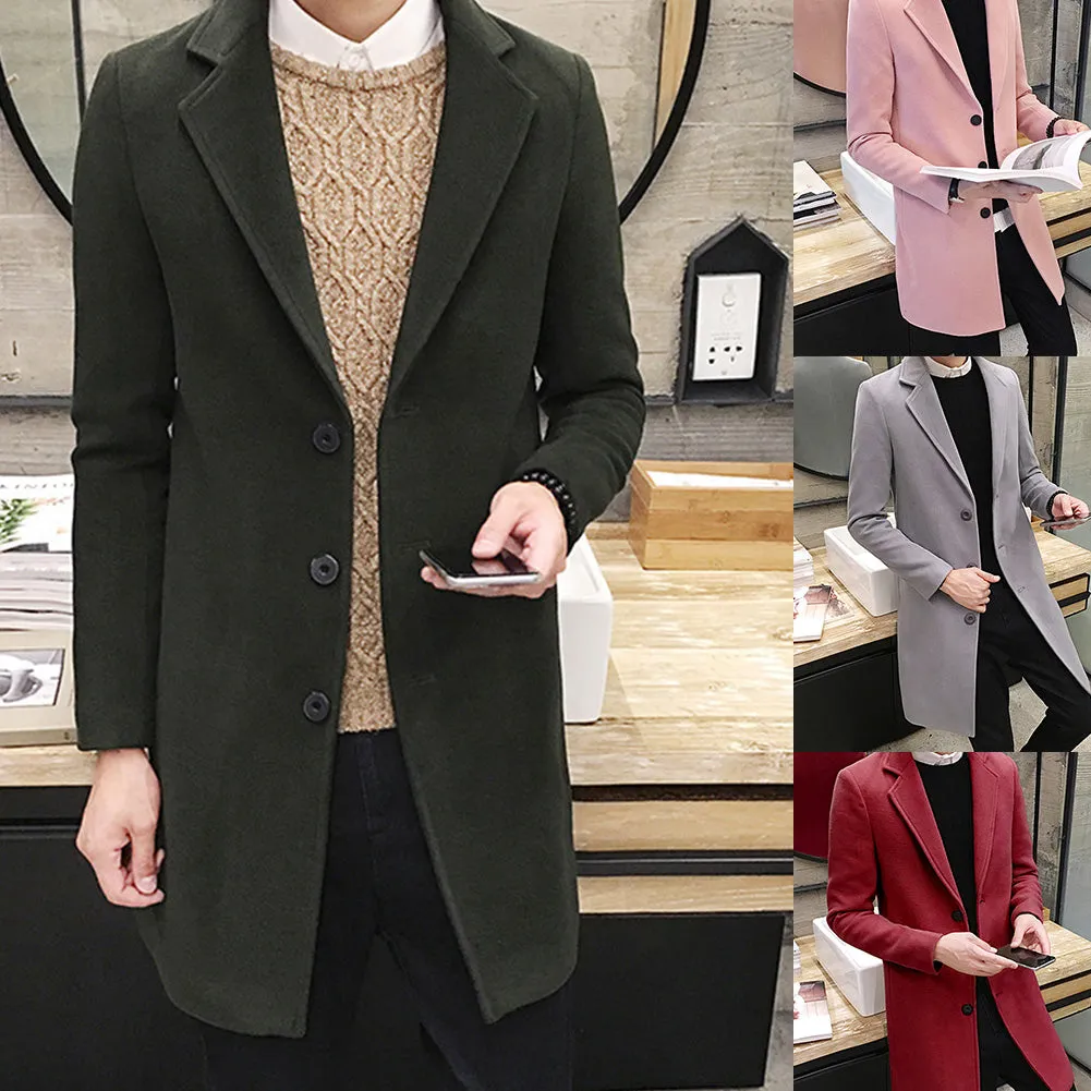 Funki Buys | Jackets | Men's Slim Fit Wool Blend Business Coat