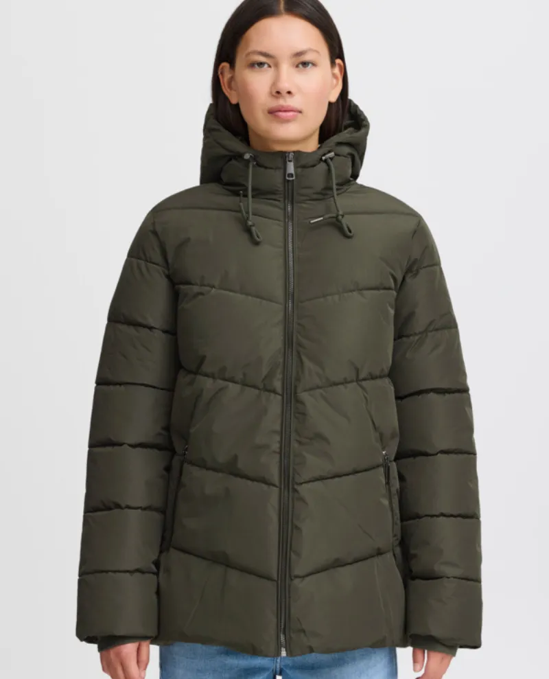 Ichi Zelana Forest Green Short Padded Jacket