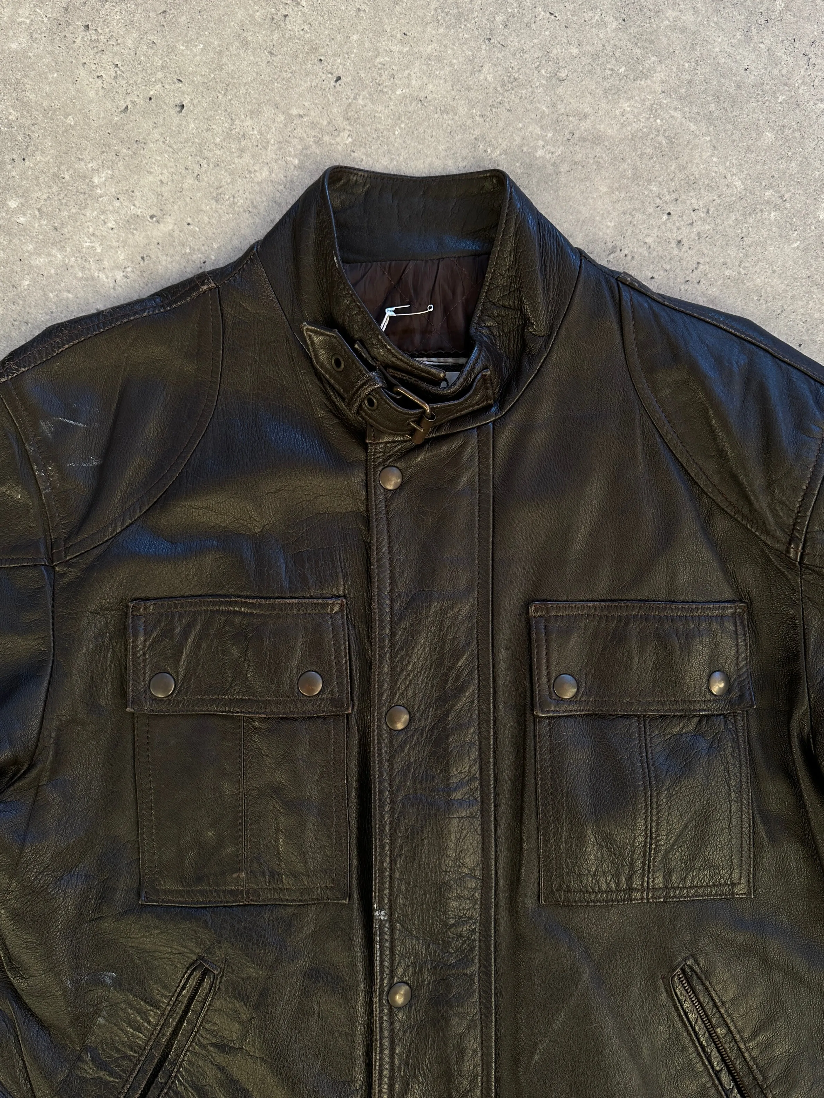 Italian Vintage Moto Leather Jacket - S