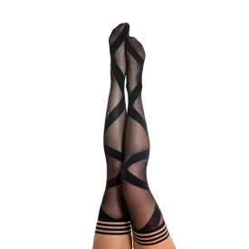 Jackie - Semi Sheer Thigh High - Size B - Black