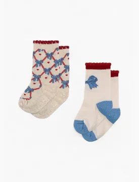 Jacquard Bow Socks - 2 Pack