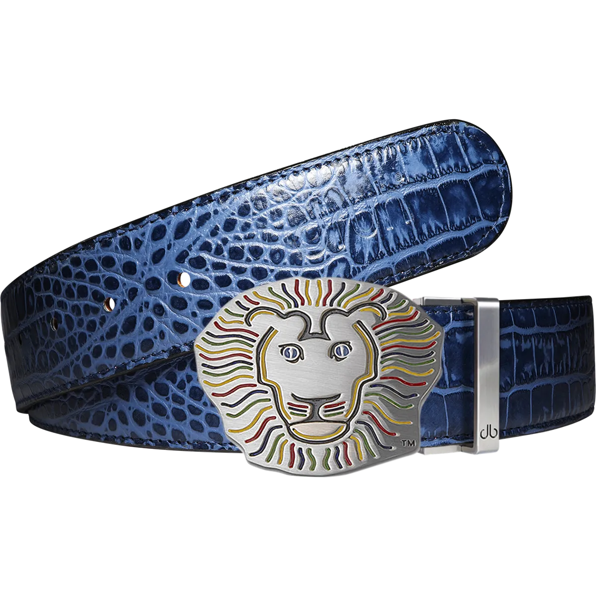 John Daly Lion Buckle and Crocodile Leather Belt in Blue