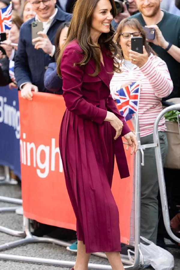 Kate Middleton Inspired Purple Double Breasted Trench Coat Dress