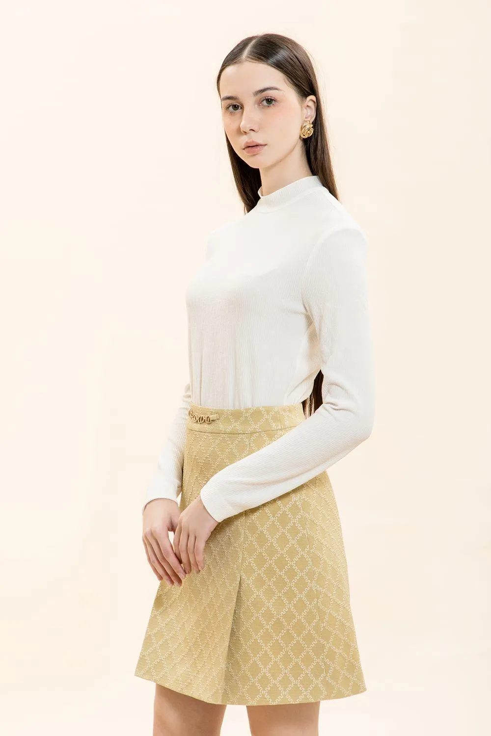 Louise A-line Back Zipper Brocade Mini Skirt