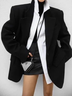 LUXE HERRINGBONE WOOL OVERSIZED BLAZER