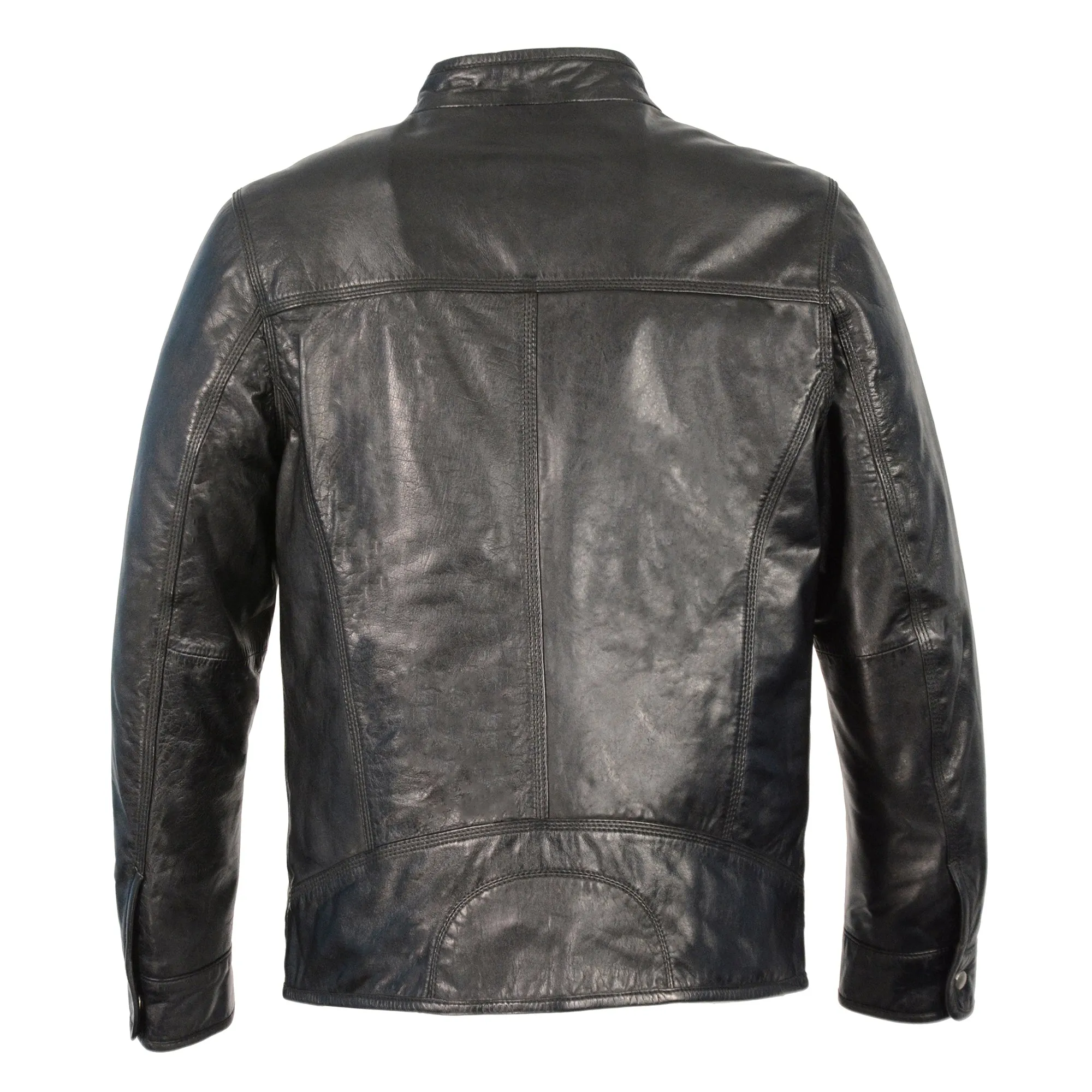 Men's Classic Moto Leather Jacket w/ Zipper Front