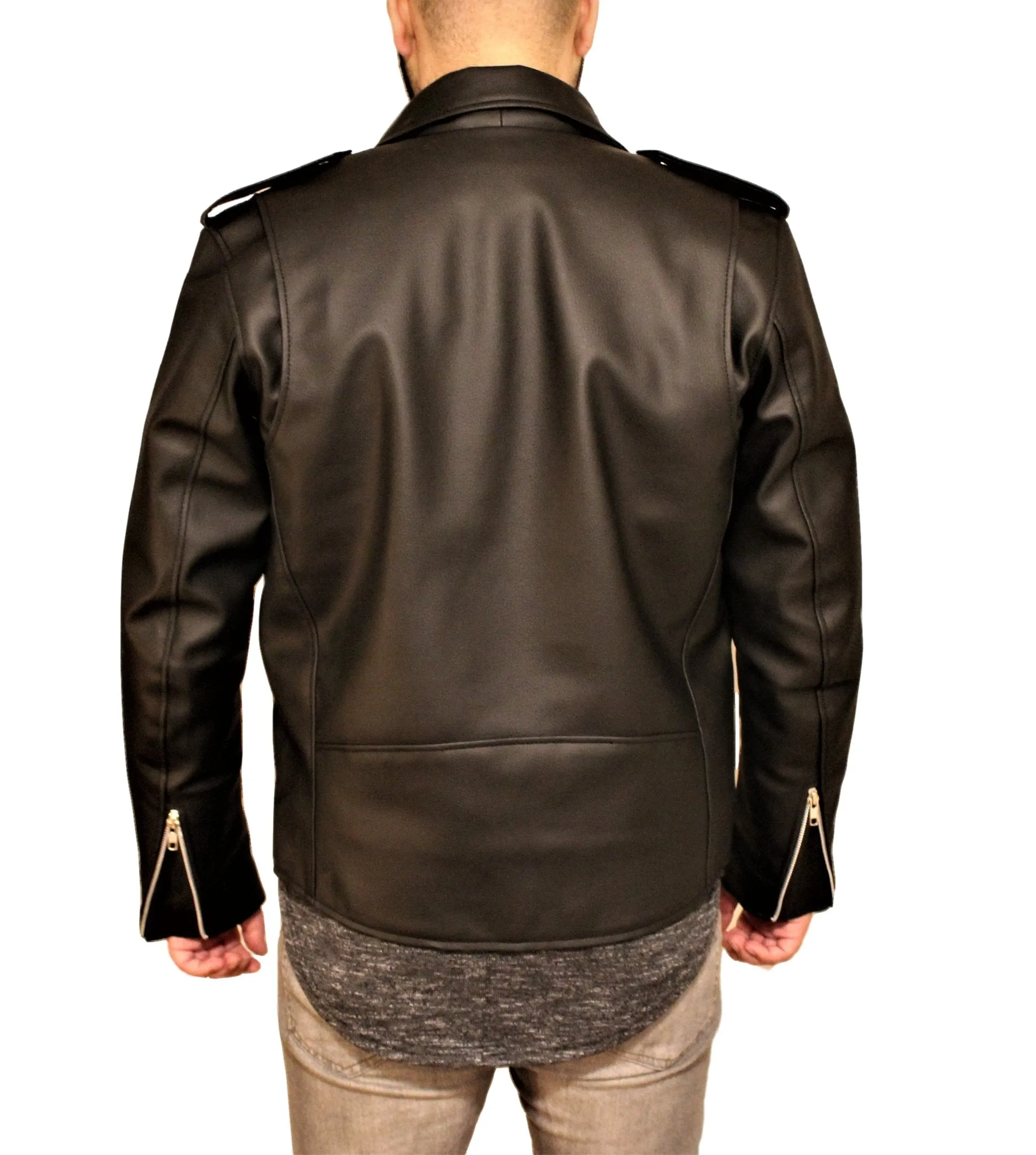 Men's Vegan Black Motorcycle Style Faux Leather Jacket