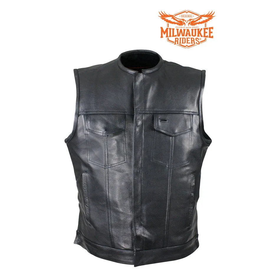 Naked Cowhide Leather Vest W/ Gun Pockets By Milwaukee Riders