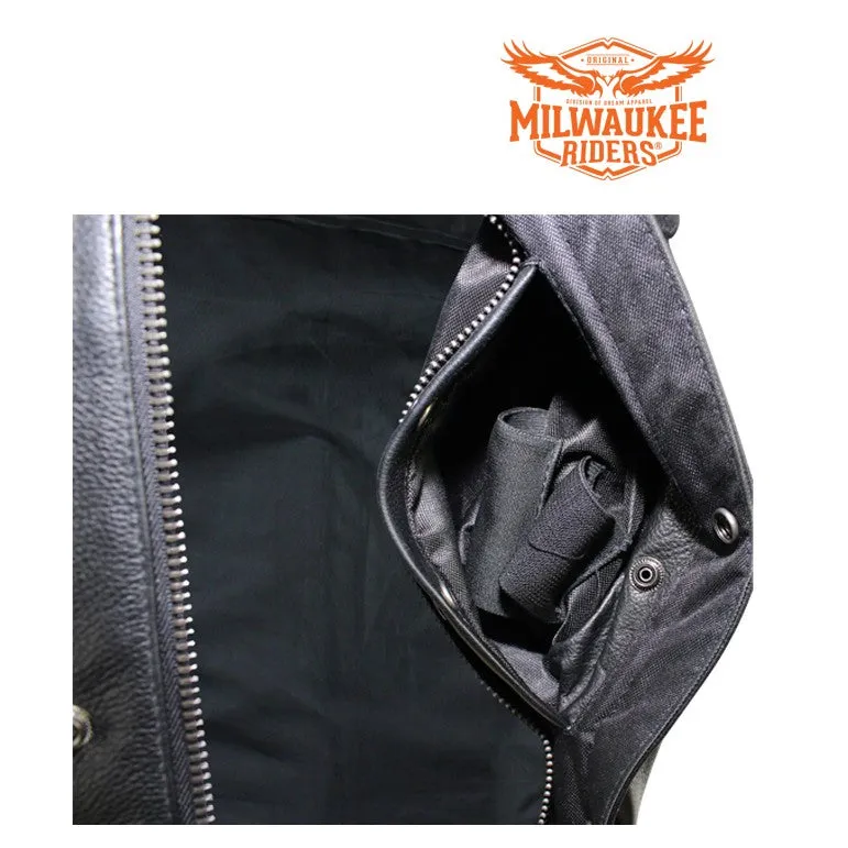 Naked Cowhide Leather Vest W/ Gun Pockets By Milwaukee Riders