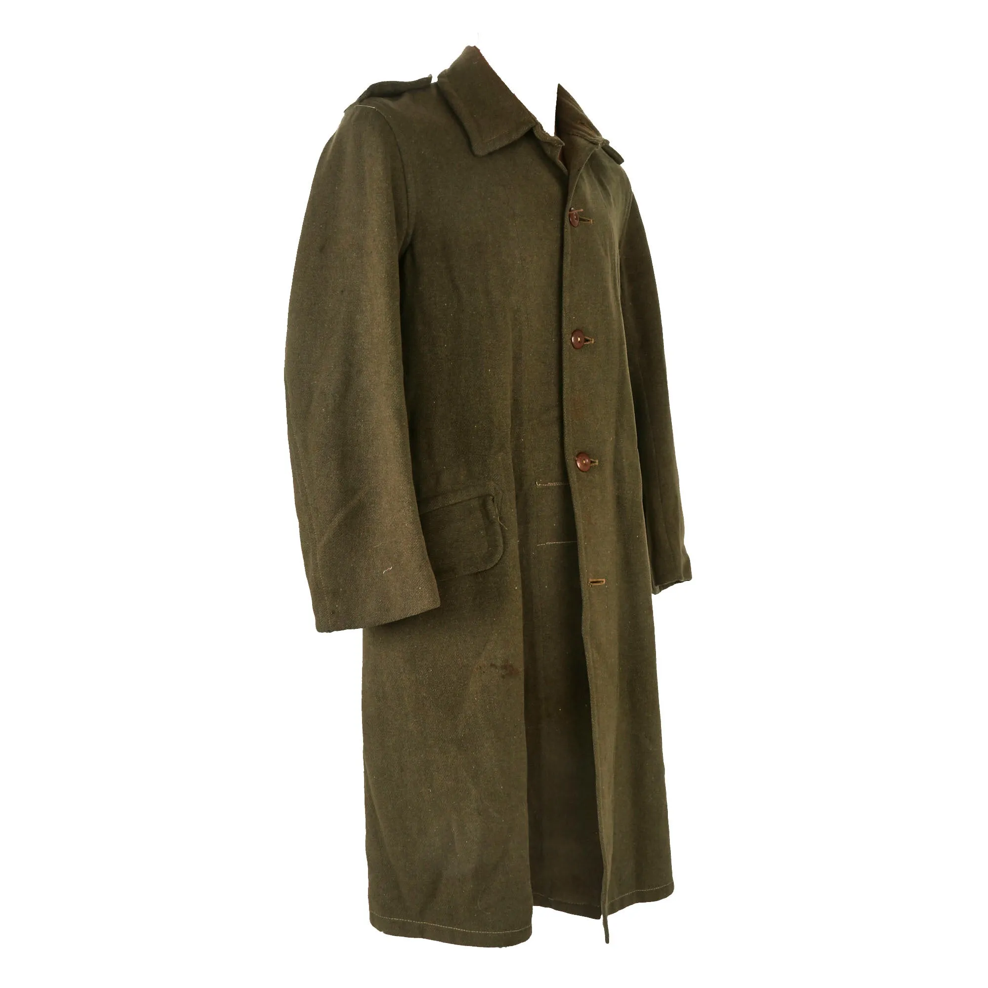 Original WWII Second Australian Imperial Force P-1917 Tunic Dated 1942 with 1945 Dated Wool Greatcoat Both With Insignia - 2 Items