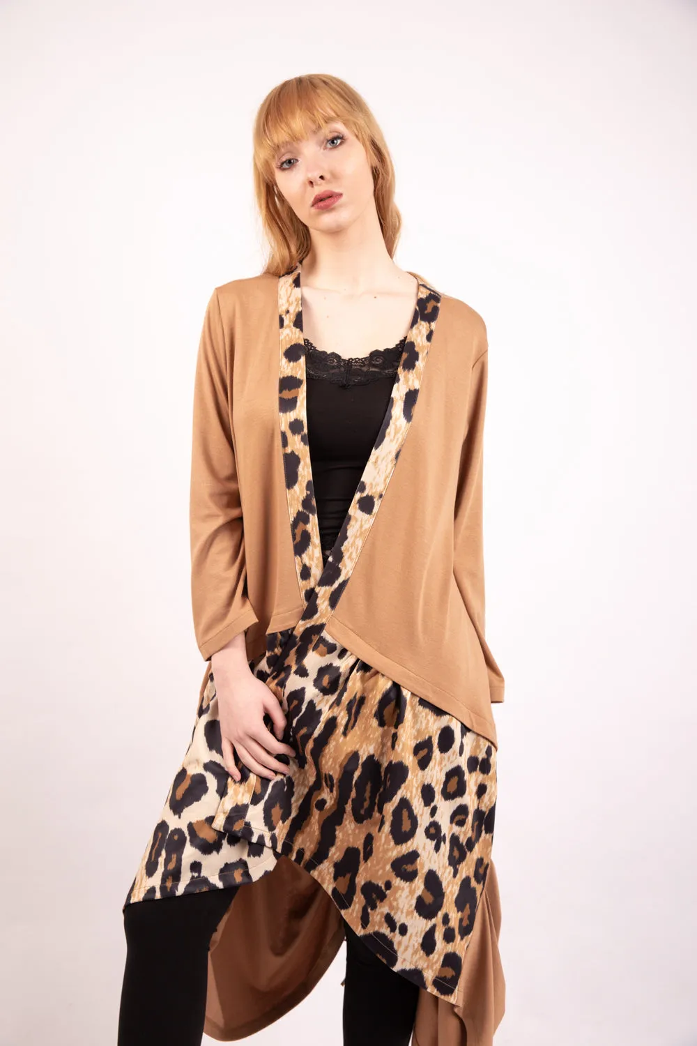 Oversized Leopard Print Long Sleeve Jacket