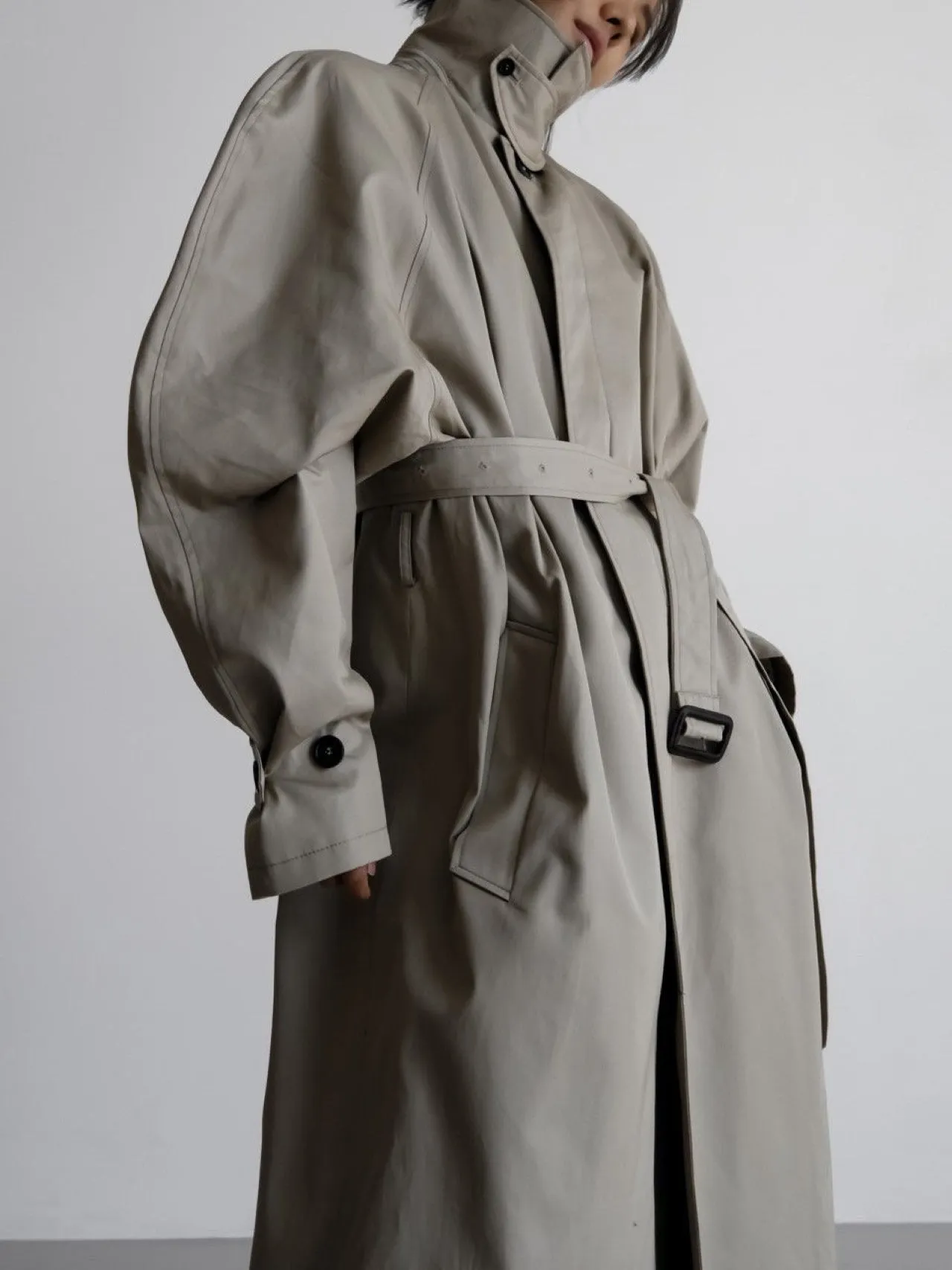 PADDED DETAIL OVERSIZED SINGLE BREASTED TRENCH COAT