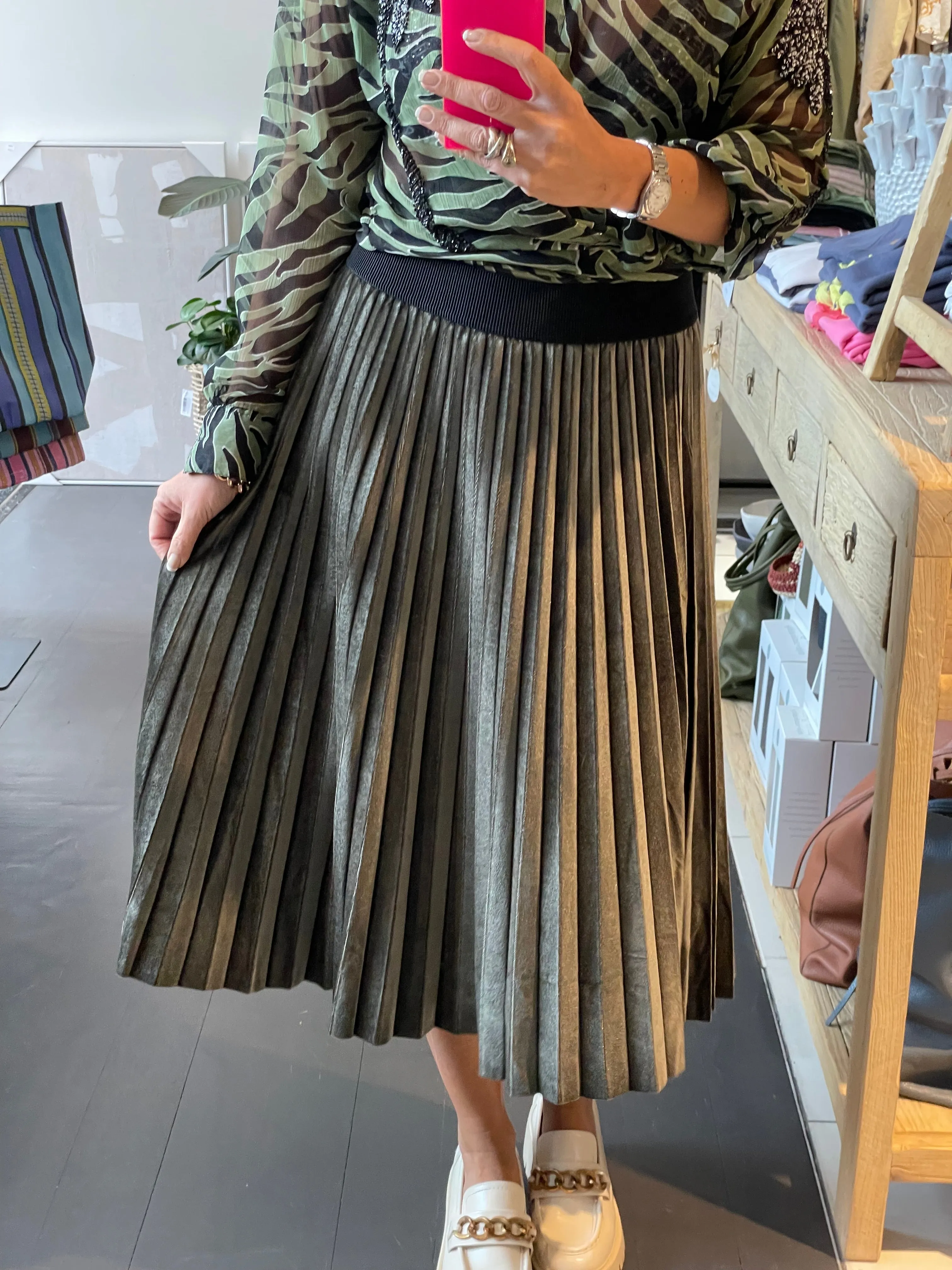 Pleated Velvet Skirt