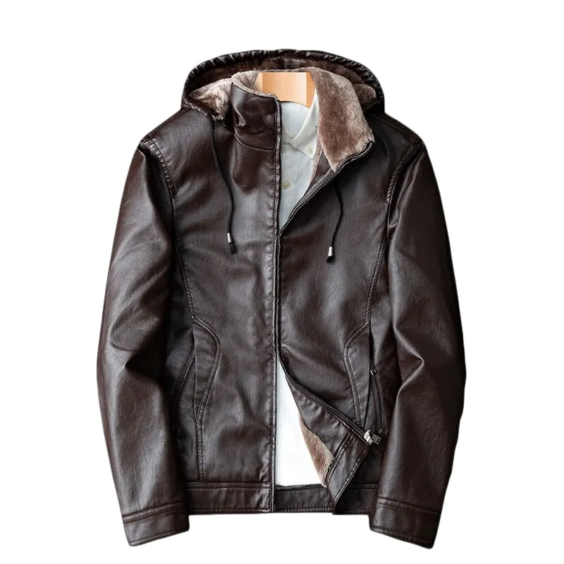 Pologize™ Hooded Warm Leather Jacket