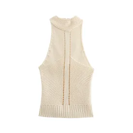 Pre Order:  Halter Neck Slim Fit Knitted Vest