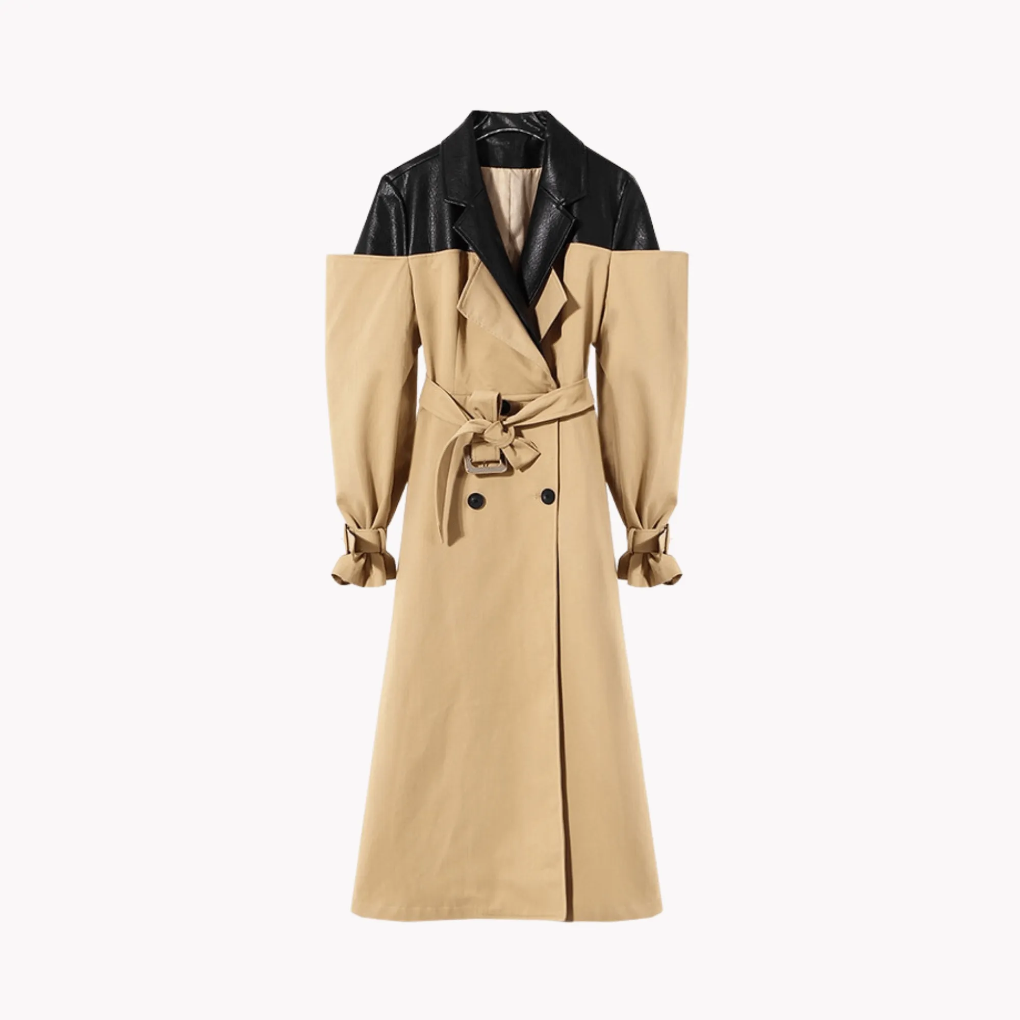 Pre Order:  Vegan Leather Contrast Trench Coat - @itstashawna