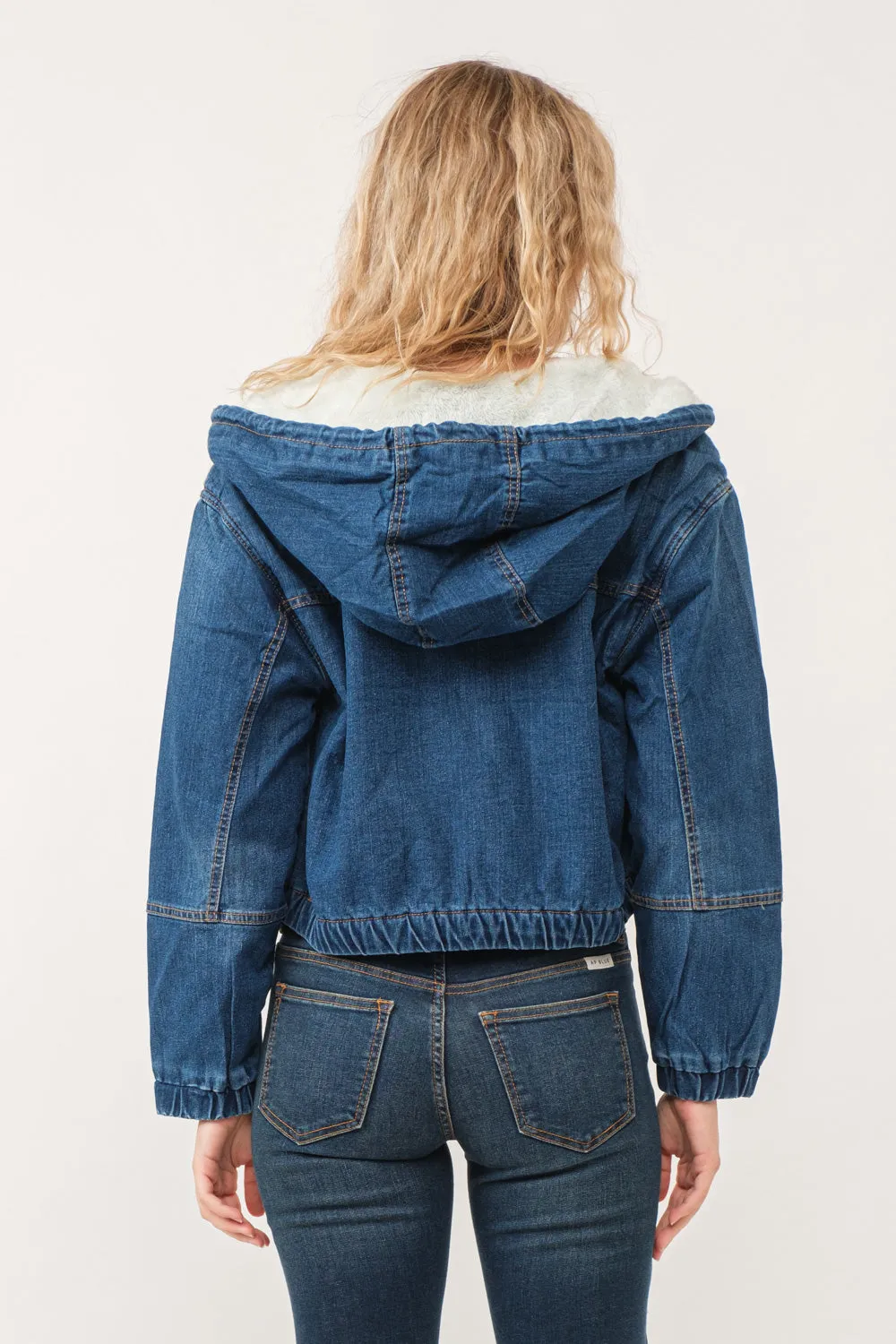 RAJ HARPER DENIM BOMBER JACKET INDIGO DENIM