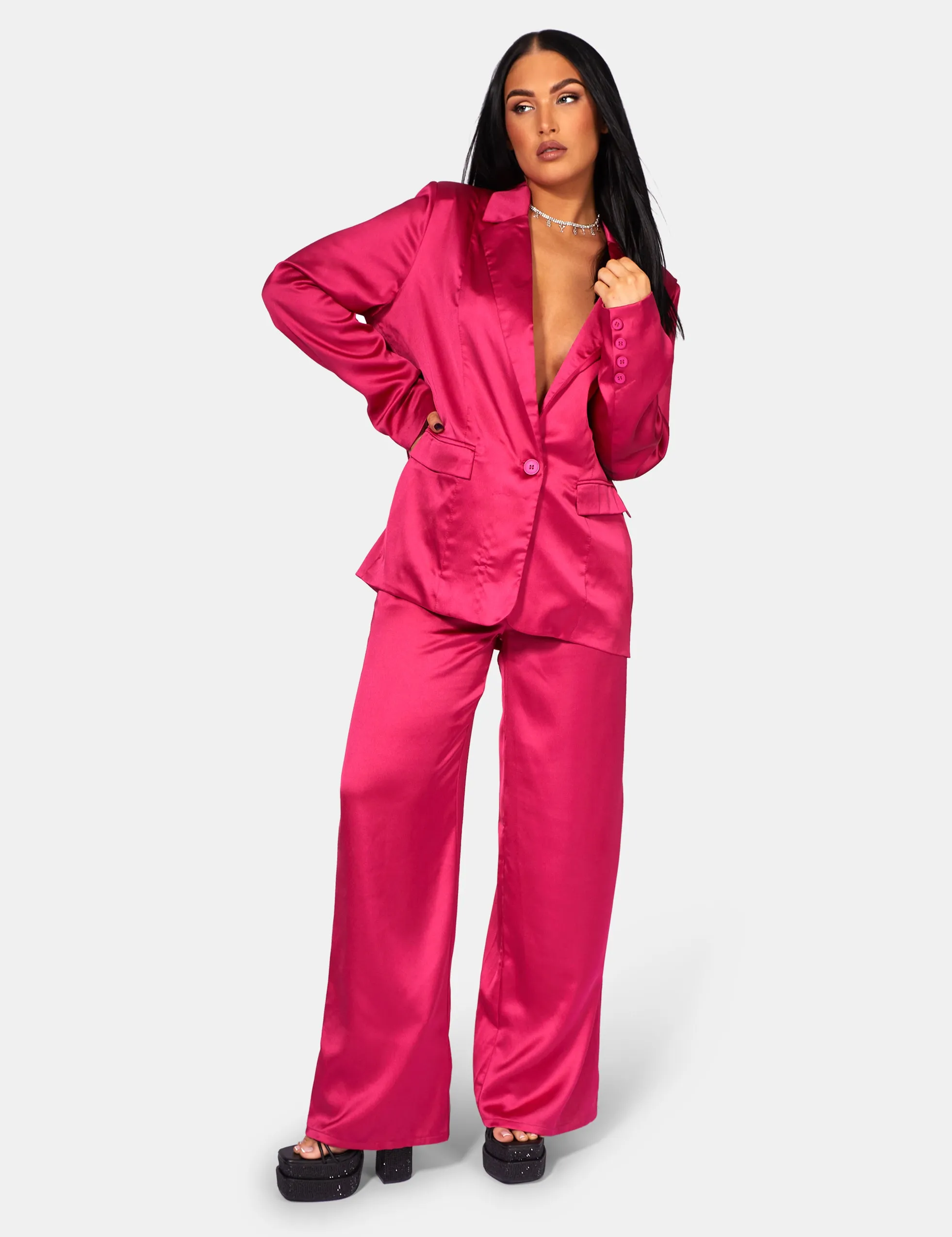 Satin Dad Blazer Pink