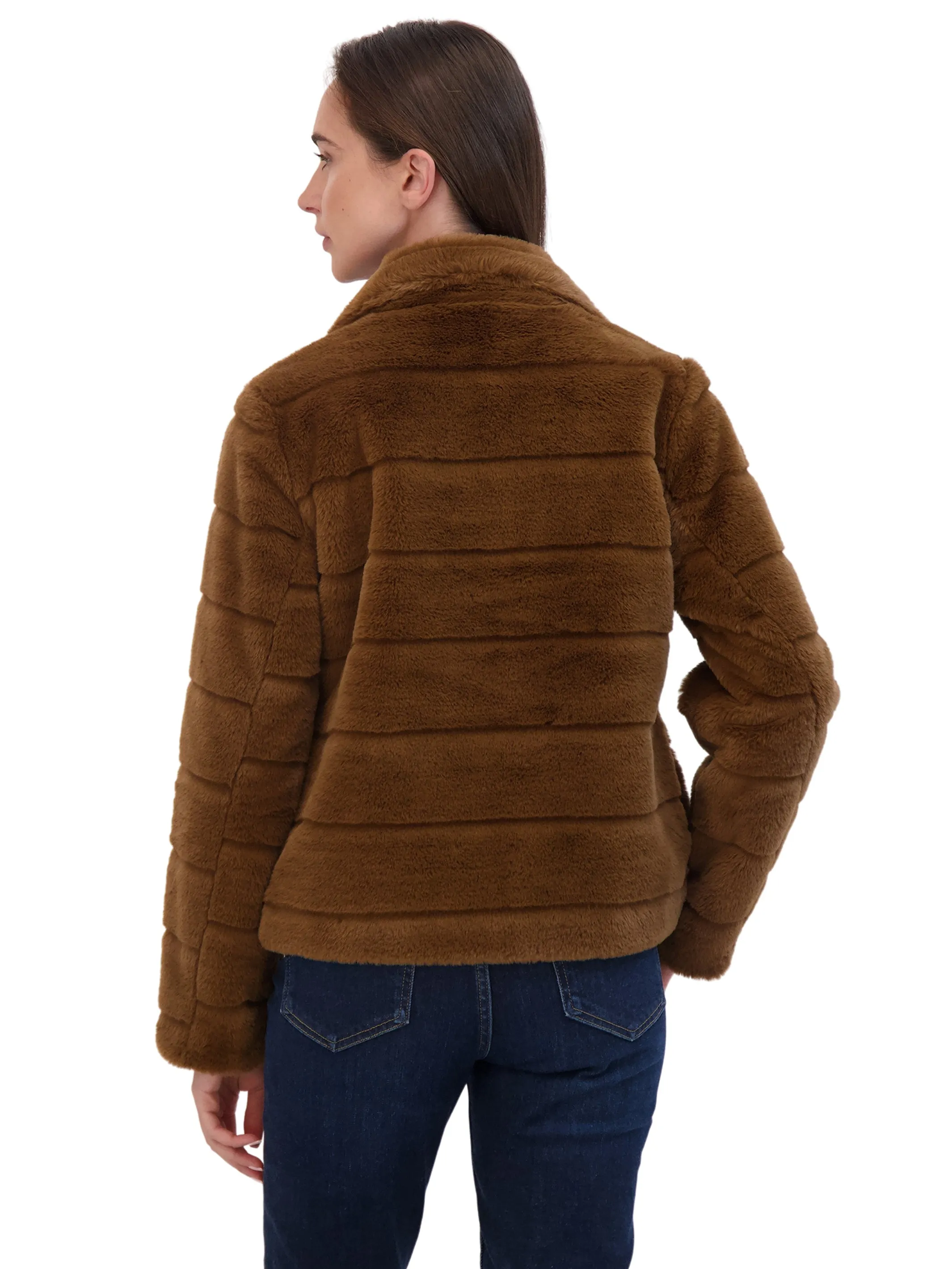 Sebby Collection Women's Sheared Faux Fur Snap Front Jacket