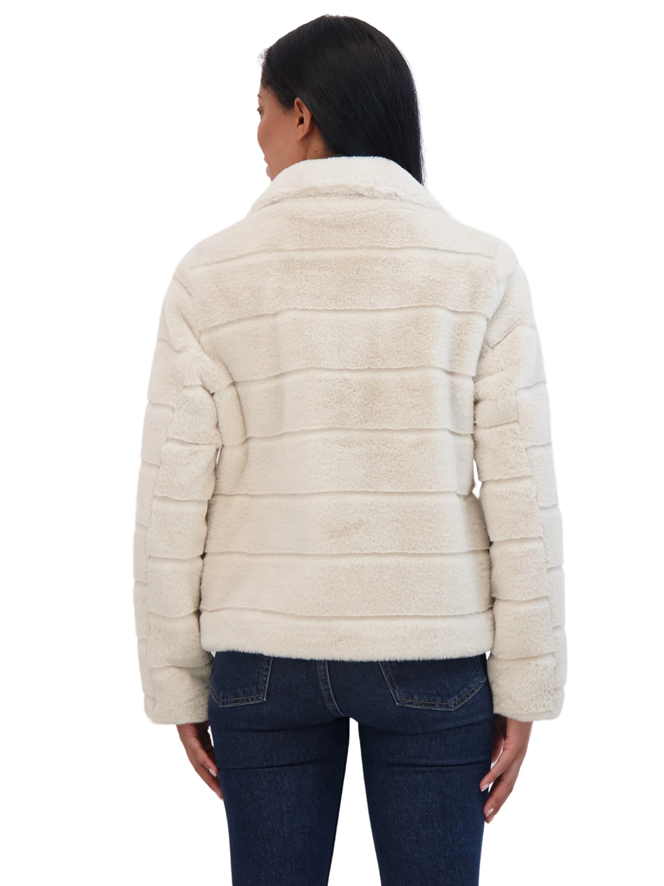 Sebby Collection Women's Sheared Faux Fur Snap Front Jacket