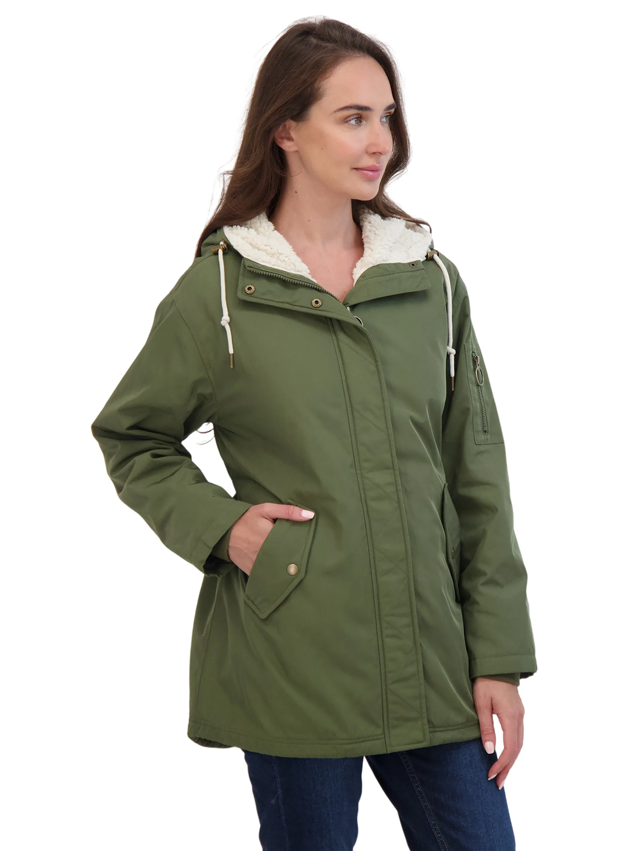 Sebby Juniors' Flight Satin 3/4 Cozy Lined Hooded Jacket