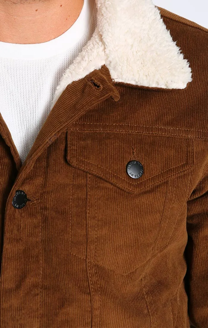 Stretch Corduroy Sherpa Lined Trucker Jacket