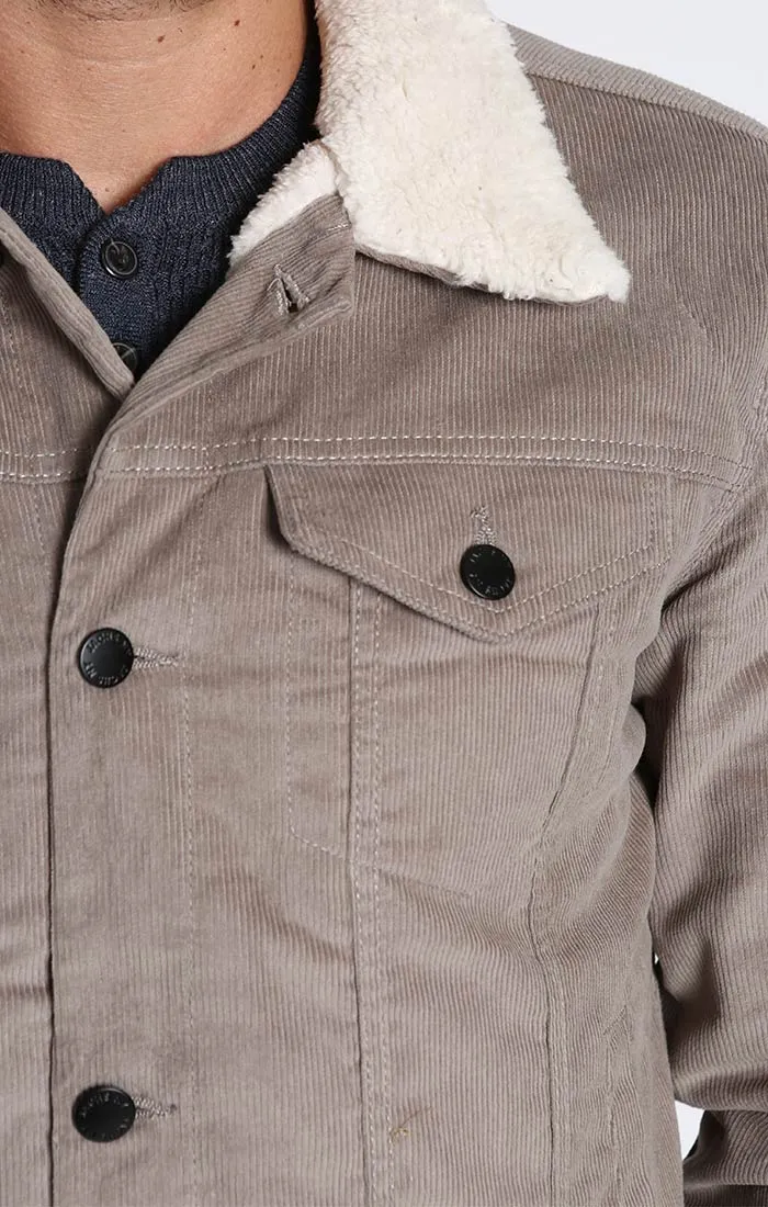 Stretch Corduroy Sherpa Lined Trucker Jacket