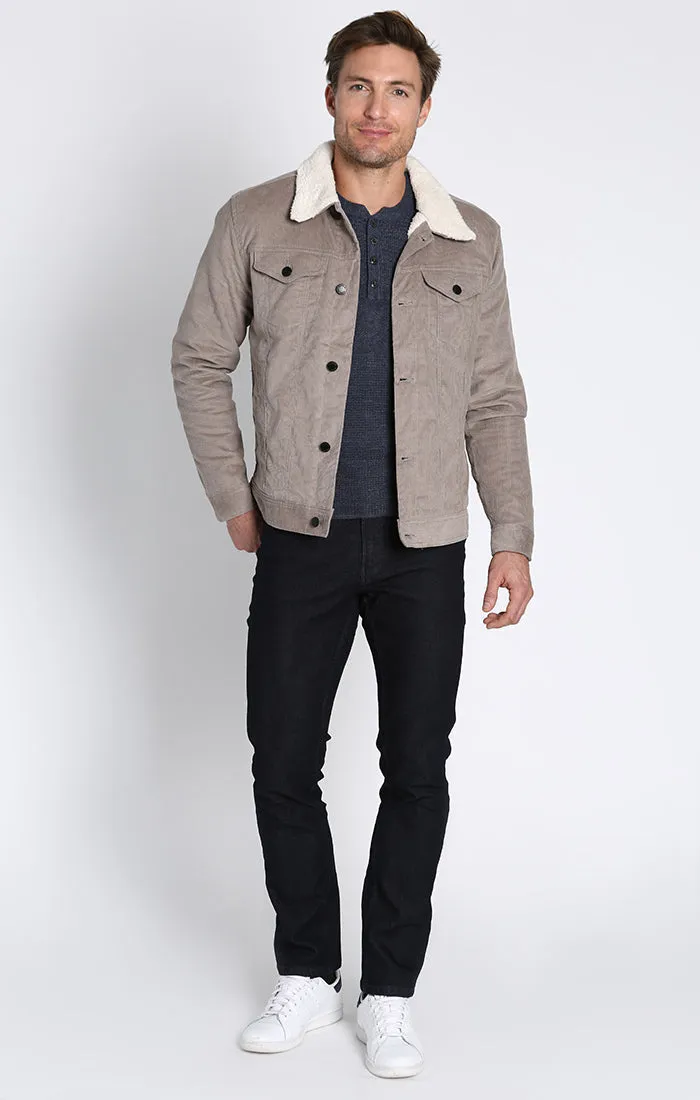 Stretch Corduroy Sherpa Lined Trucker Jacket