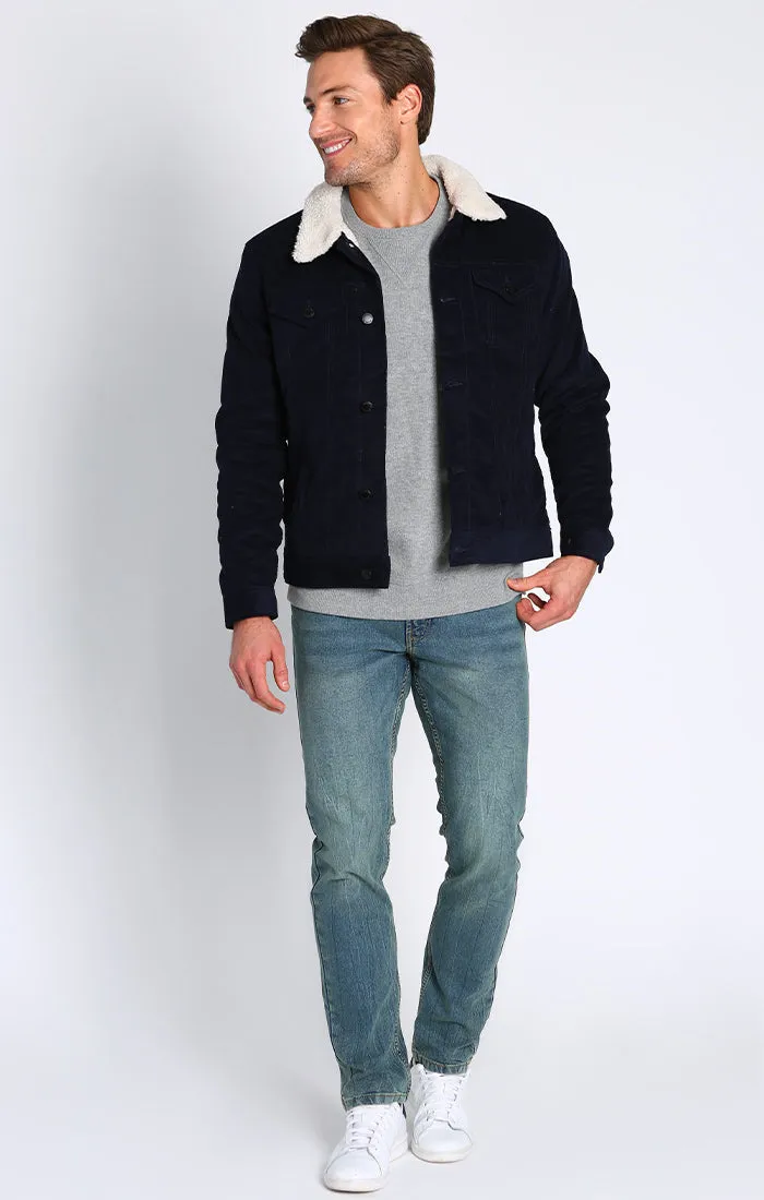 Stretch Corduroy Sherpa Lined Trucker Jacket